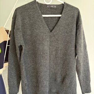 MANGO - Charcoal Grey Oversized V-Neck Sweater